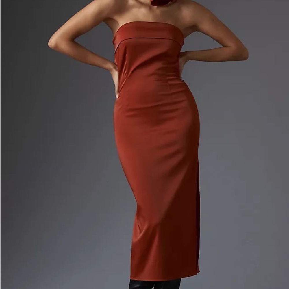 Anthropologie Strapless Cowl-Back Midi Dress